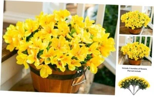 Artificial Flowers for Outdoors, 3 Bundles Fake Silk Azalea Bouquet Faux - Picture 1 of 7