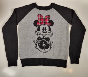 Disney Minnie Mouse Jumper Black Grey Woman's Medium | Lightweight Top - Picture 1 of 17