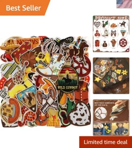 Versatile 60-Piece Iron-On Western Applique Set - Perfect for Clothing Decor - Picture 1 of 9