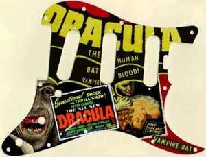 Stratocaster Pickguard Custom to fit Fender SSS11 Hole Elite Dracula Poster 1 - Picture 1 of 1