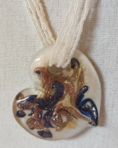 Vintage MURANO VENETIAN PENDANT NECKLACE VENETIAURUM ART GLASS ARTISAN Seed Bead - Picture 1 of 10