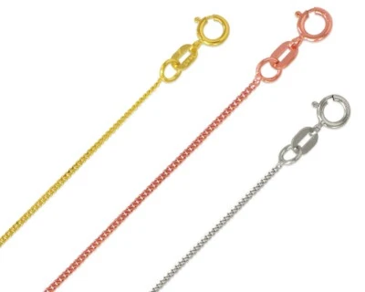 14K Yellow White Rose Solid Gold 1mm Baby Curb Chain Men Women Necklace 16"-24" - Image 1 of 3