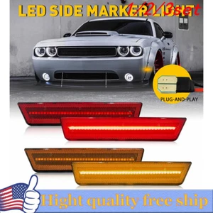 2/4x 4x Front Rear Clear Lens LED Side Marker Light For 08-14 Dodge Challenger - Picture 1 of 21