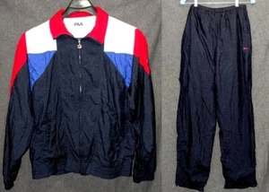 Vintage Men’s FILA Tracksuit (Jacket 40, Pants 34) Navy Royal Red White - Picture 1 of 15