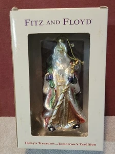 2002 Fitz and Floyd Large Santa Holding Staff Ornament retired with Box - Picture 1 of 11