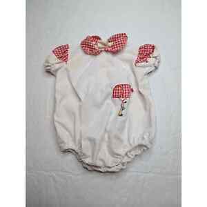 Vintage Nannette Baby Girls Sz 0-3M Romper Bodysuit Embroidered Mailbox