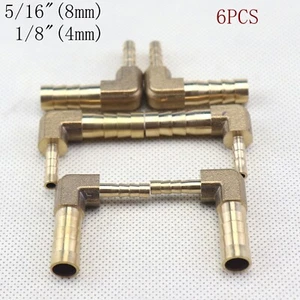 6PCS 90 elbow Hose Barb Brass Fitting Pipe Gas Fuel Connector(8mm X 4mm) - Picture 1 of 7