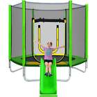 7FT Trampoline for Kids with Safety Enclosure Net Slide and Ladder Easy Assembly