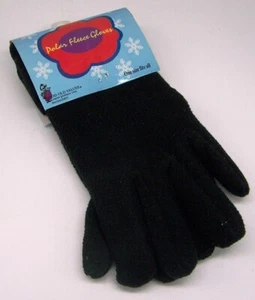 GOOD OLD TIMES WINTER BLACK KNIT PAIR POLAR FLEECE GLOVES - ADULT ONE SIZE - Picture 1 of 1