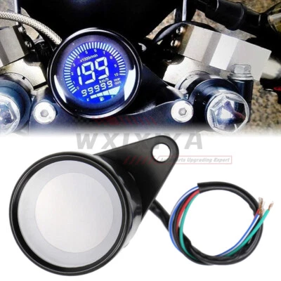 Universal 12V Motor Digital Speedometer Tachometer Odometer Fuel Meter Gauge LCD - Image 1 of 4