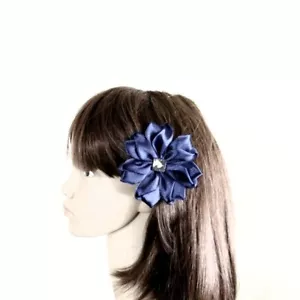 Navy Blue Hair Clip. Girl Hair Clip. Hair Flower Clip. Handmade Hair Clip. - Picture 1 of 1