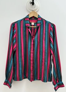 Vintage 80's Halston III Blouse Women's Size 4 Button Up Shirt FREE SHIPPING - Picture 1 of 3