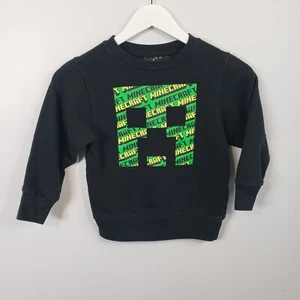 Minecraft Creeper Youth Boys Crewneck Sweatshirt Size XS Black & Green / A36 - Picture 1 of 6