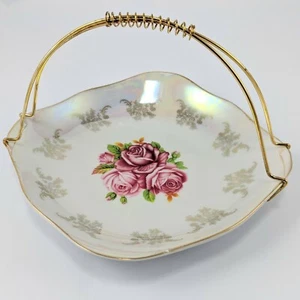 Porzellan Bonboniere von Gold Coast Floral Rosen Pearescent Goldbesatz - Bild 1 von 3