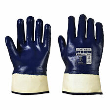 Portwest A302 Fully Dipped Nitrile Safety Cuff Durable Protection Gloves Navy