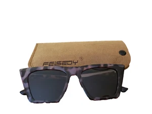 Feisedy Sunglasses Vintage Retro Style Square Cat Eye Purple Tortoiseshell +Case - Picture 1 of 14