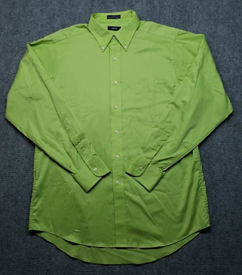 IZOD Dress Shirt Mens L 16 34/35 Twill Oxford Green Long Sleeve Wrinkle Free - Image 1 of 4
