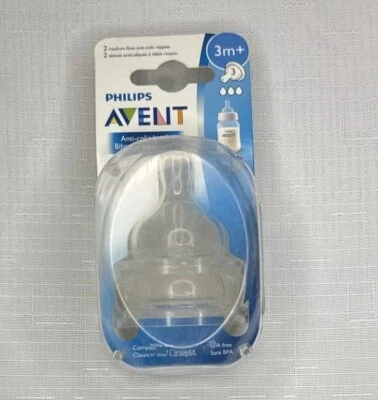 NUEVO Biberón Philips Avent 2 Flujo Medio 3m+ Anticólicos Pezones Foto 1 de 4