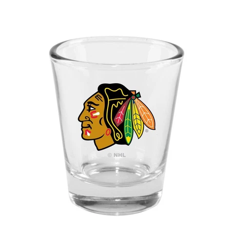 Chicago Blackhawks 2 Ounce Clear Shot Glass [NEW] NHL Drink Pint Glass Bar Cover