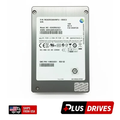 Disco duro interno de alta resistencia SSD SAS 200 GB Samsung 2,5 pulgadas 6 Gbps eMLC Foto 1 de 3