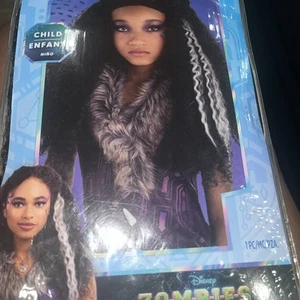 Disney Zombies 3 Willa Wig Child Halloween Costume Werewolf Black White Wavy - Picture 1 of 4