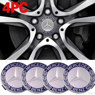 4PCS Fit For Mercedes/Benz A B C GLK Class Front Alloy Wheel Centre Caps Emblem  - Image 1 of 4