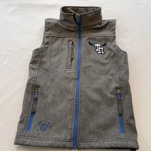 Cowboy Hardware Rodeo Western Weste Jungen M 7/8 grau mit blauem Besatz, durchgehende Reißverschlusstaschen - Bild 1 von 8