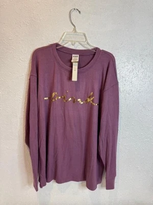 NUEVO CON ETIQUETAS Victoria's Secret ROSA Manga Larga Prendas para Dormir Camiseta Talla Mediana Foto 1 de 3