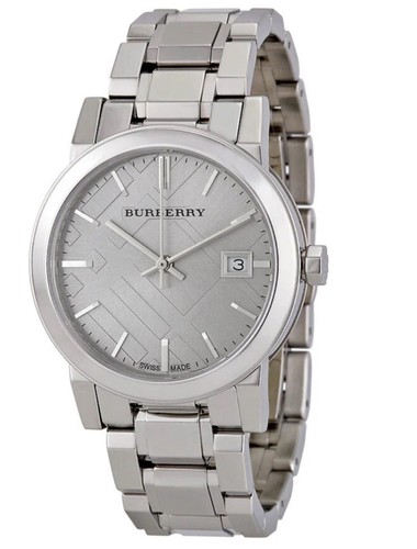 Orologio Burberry Donna Argento Bu9143 Autentico34mm Impermeabile 50m Scatola Inclusa