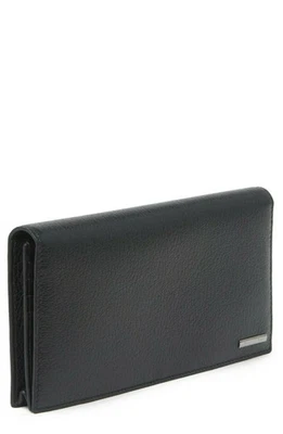 Nueva Cartera Ejecutiva de Cuero Ermenegildo Zegna Doble Pliegue, Color Negro Foto 1 de 4