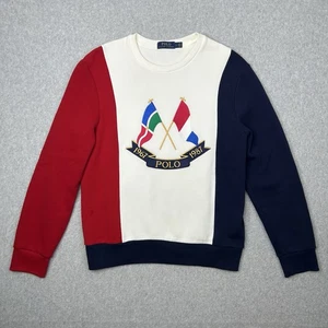 Polo Ralph Lauren Tri-Color Cross Flags Sweatshirt Size Small Crewneck - Picture 1 of 15