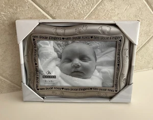 NIB Malden 4x6 Baby Silver Pewter Ten Little Fingers Toes Photo Frame - Picture 1 of 7