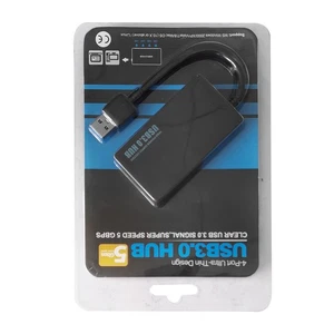 External USB 3.0 Hub 4-Port Adapter Charger Data SLIM PC Mac Laptop Desktop - Picture 1 of 8
