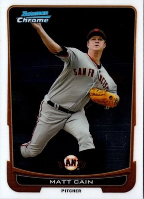 2012 Bowman Chrome Matt Cain #195 San Francisco Giants Baseball Card - Image 1 of 2