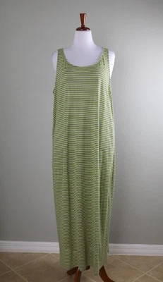 Vestido regata EILEEN FISHING New York $178 cinza amarelo listrado 100% linho tamanho XL - Imagem 1 de 4