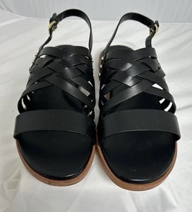 Cole Haan womens sandals 8 Black Leather Buckle Strap Flat - Picture 1 of 7