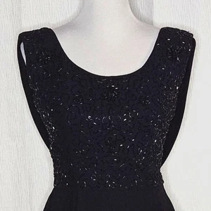 Vintage 50er 60er Frank R Jelleff schwarz Krepp Perlen formell Wackel Etui Kleid - Bild 1 von 15