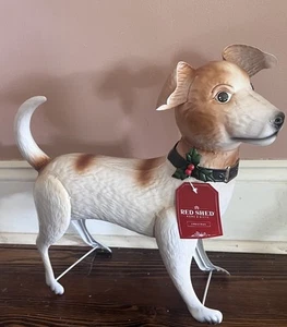 Red Shed Jack Russell Terrier Metal Christmas Yard Porch Statue NEW - Picture 1 of 9