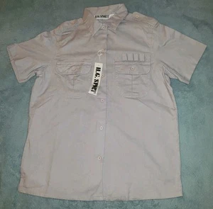 Vintage 80s H G Sport Collared Button Up Cotton Top Size 10 Safari Shirt - Picture 1 of 5