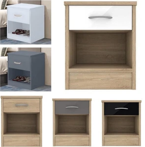 Mesita de noche de madera para dormitorio con 1 cajón mesita de noche de almacenamiento - Imagen 1 de 15