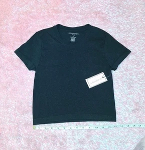 (MD)No Comment schwarzes geripptes doppelt gefüttertes Cropped T-Shirt - Bild 1 von 8