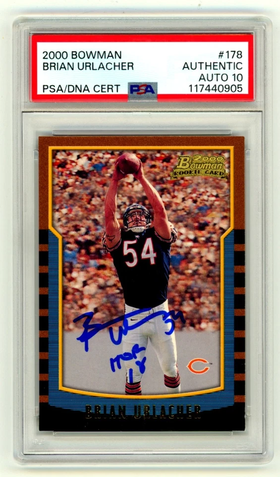Brian Urlacher 2000 Bowman #178 Signed Rookie RC w/ HOF 18 PSA 10 Auto Bears - Image 1 of 1