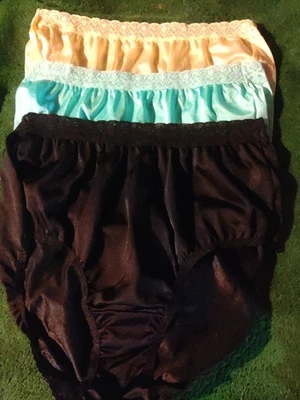 Lote De 3 Bragas Talla 8 Vintage Fruit of the Loom 100% Nylon Con Encaje Ancho Foto 1 de 4