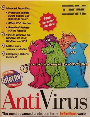 RARE NEW IBM AntiVirus v3.0, DOS, Windows 3.1/95/NT & OS/2 Sealed Retail Big Box - Image 1 of 4