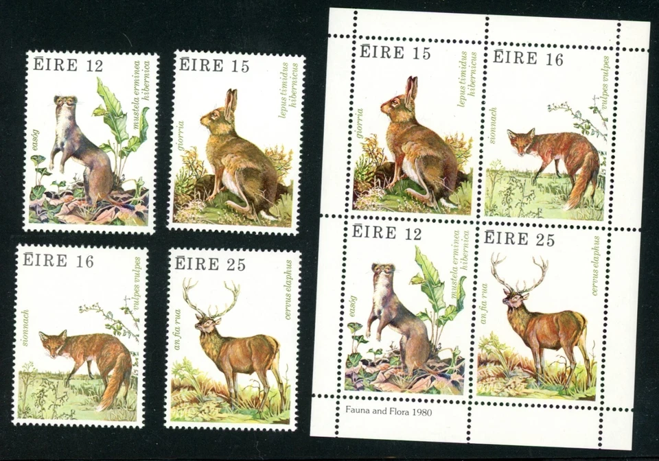 Ireland 1980 Fauna and Flora set and Minisheet, Scott #480-83a SG#461-65 MNH  - Image 1 of 1