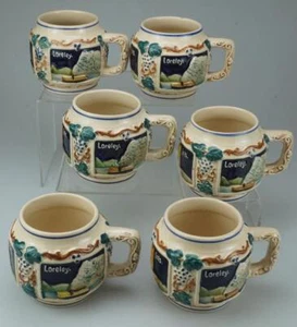 Lot of 6 German Gerz Hohr-Grenzhausen Ceramic Stoneware Punchbowl Mugs QQ4 - Picture 1 of 7
