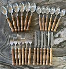 Wooden Handle Stainless Flatware Silverware by Lifetime Cutlery VTG 24 Pc Set