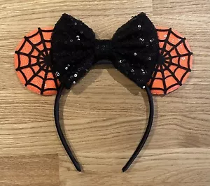 Halloween Orange Black Spider Mouse Ear Headband Disney Inspired Minnie Mickey - Picture 1 of 2