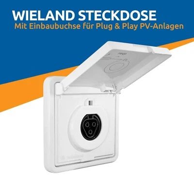 Wieland Steckdose mit Einbaubuchse für Plug & Play PV-Anlagen Balkonkraftwerk
