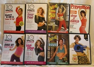 8 Dance mix workout DVD lot cardio hip hop salsa tone10 Minute Solution Crunch - Imagen 1 de 9